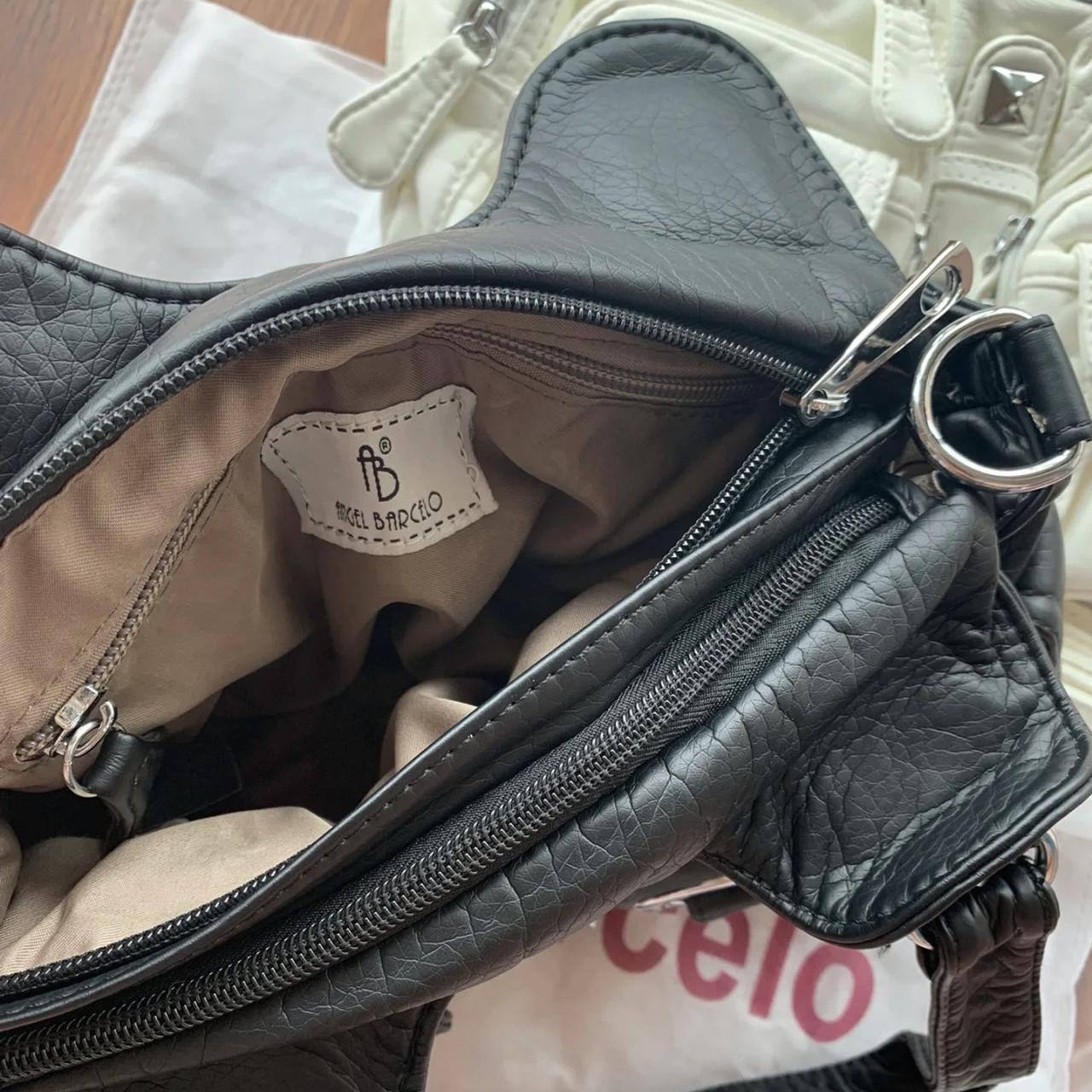 Y2k black shoulder bag with strap and little... - Depop