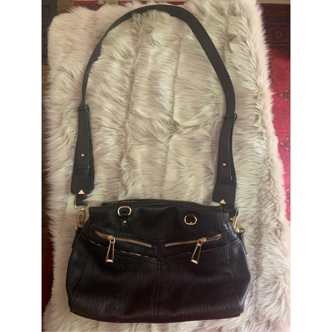 Jessica Simpson Large Purse Satchel Black Faux Fur & Leather Bag 18x14 |  eBay