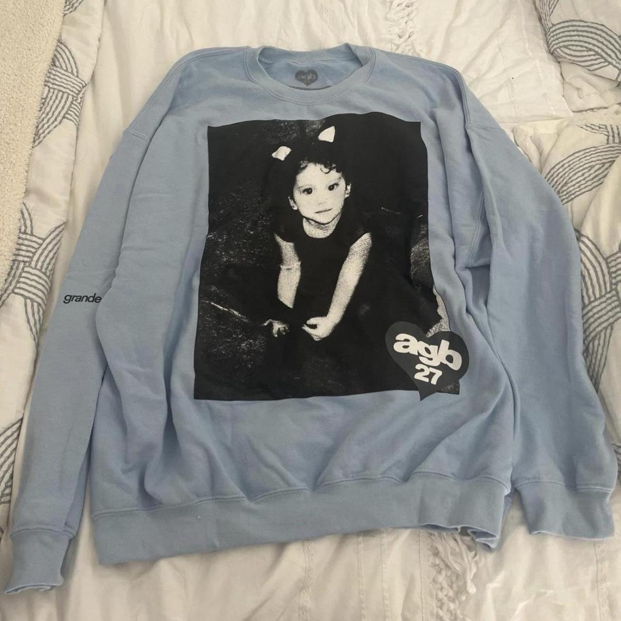 Ariana Grande AGB factory 27 Birthday Baby Blue Crew Neck Sweatshirt