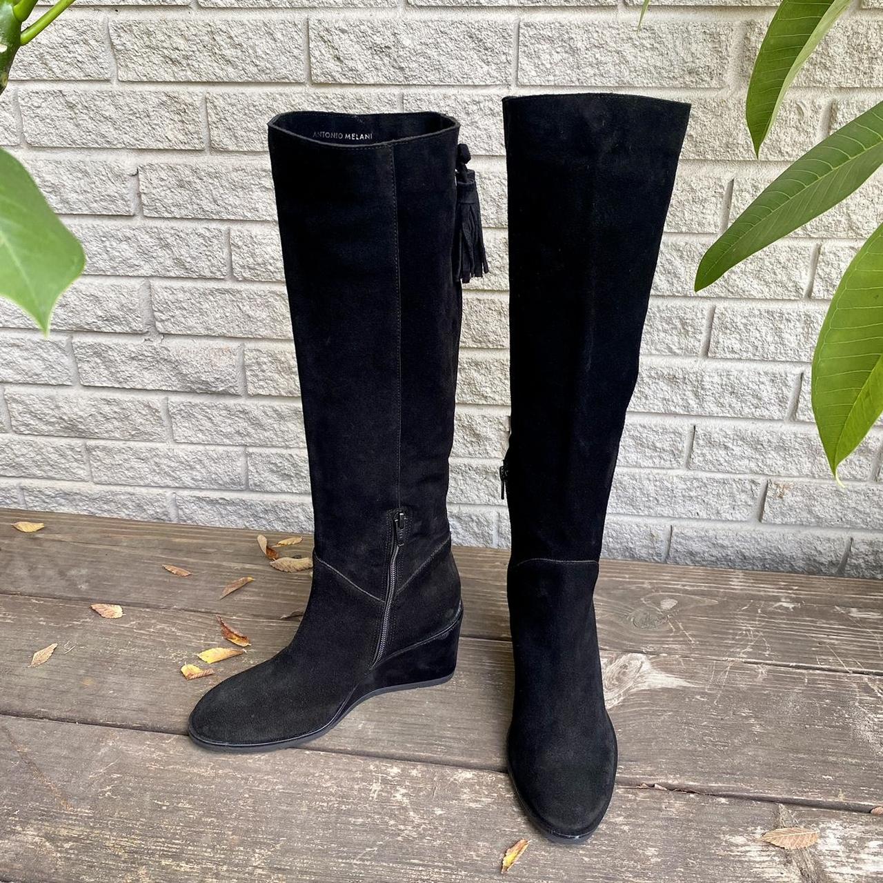 Black suede wedge Antonio Melani boots These babies... - Depop