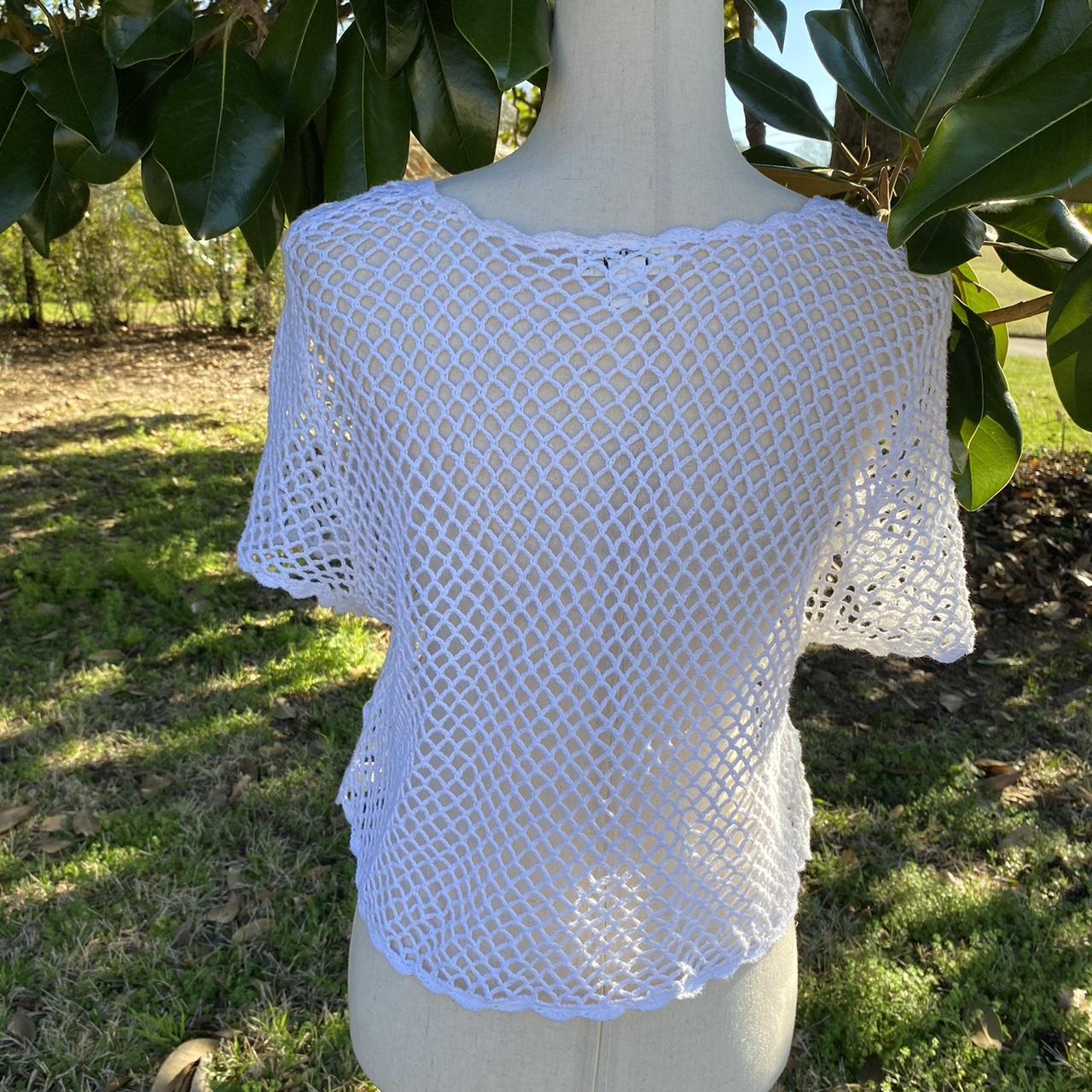 White crochet top by Cato Size 18/20W #crochet Depop