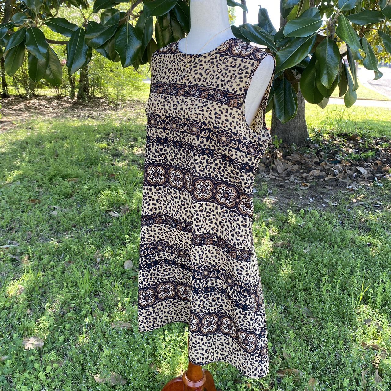 Vintage 90s Leopard Print Shift Dress By Bruce Wayne... - Depop