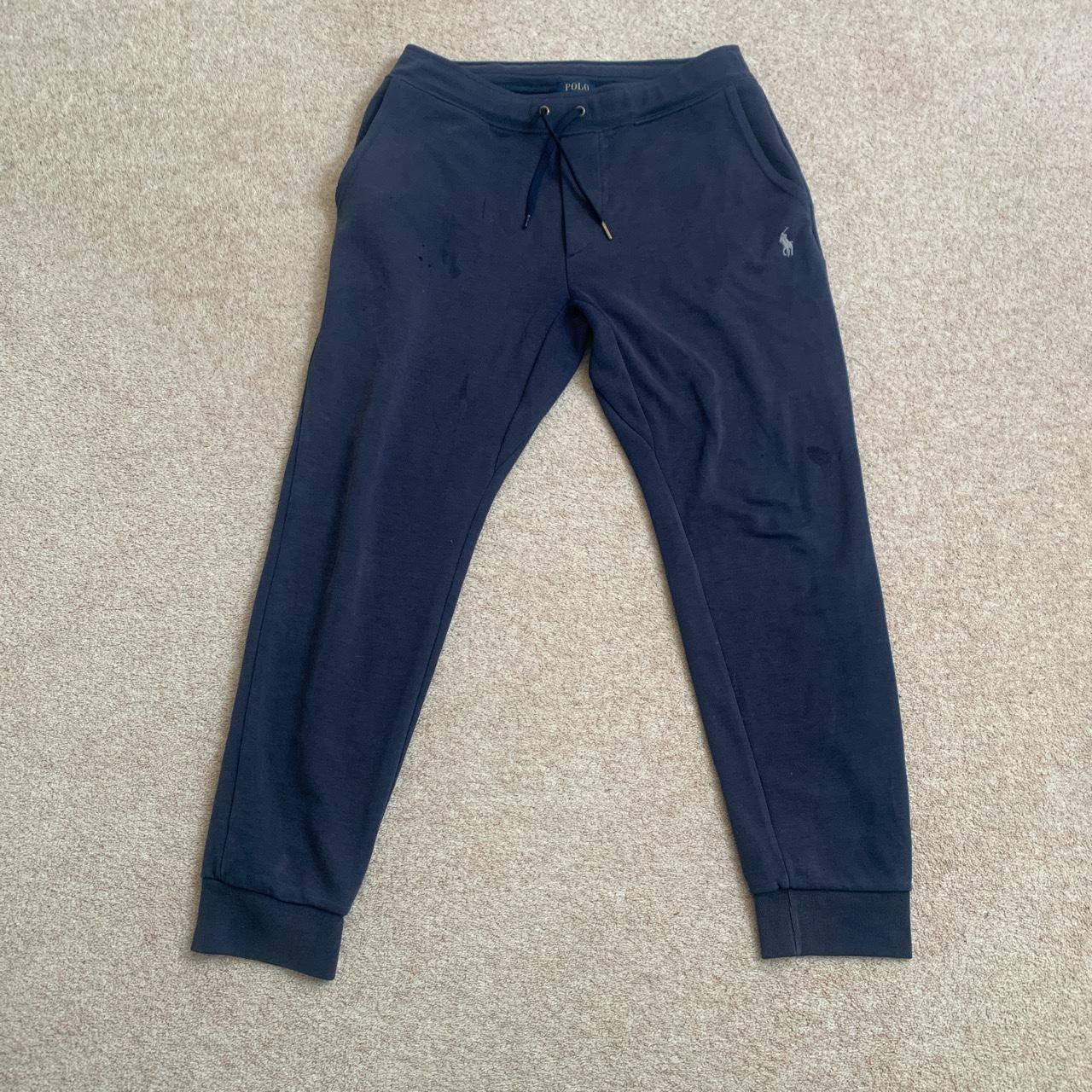 Dark blue Ralph Lauren joggers, small hole on the... - Depop