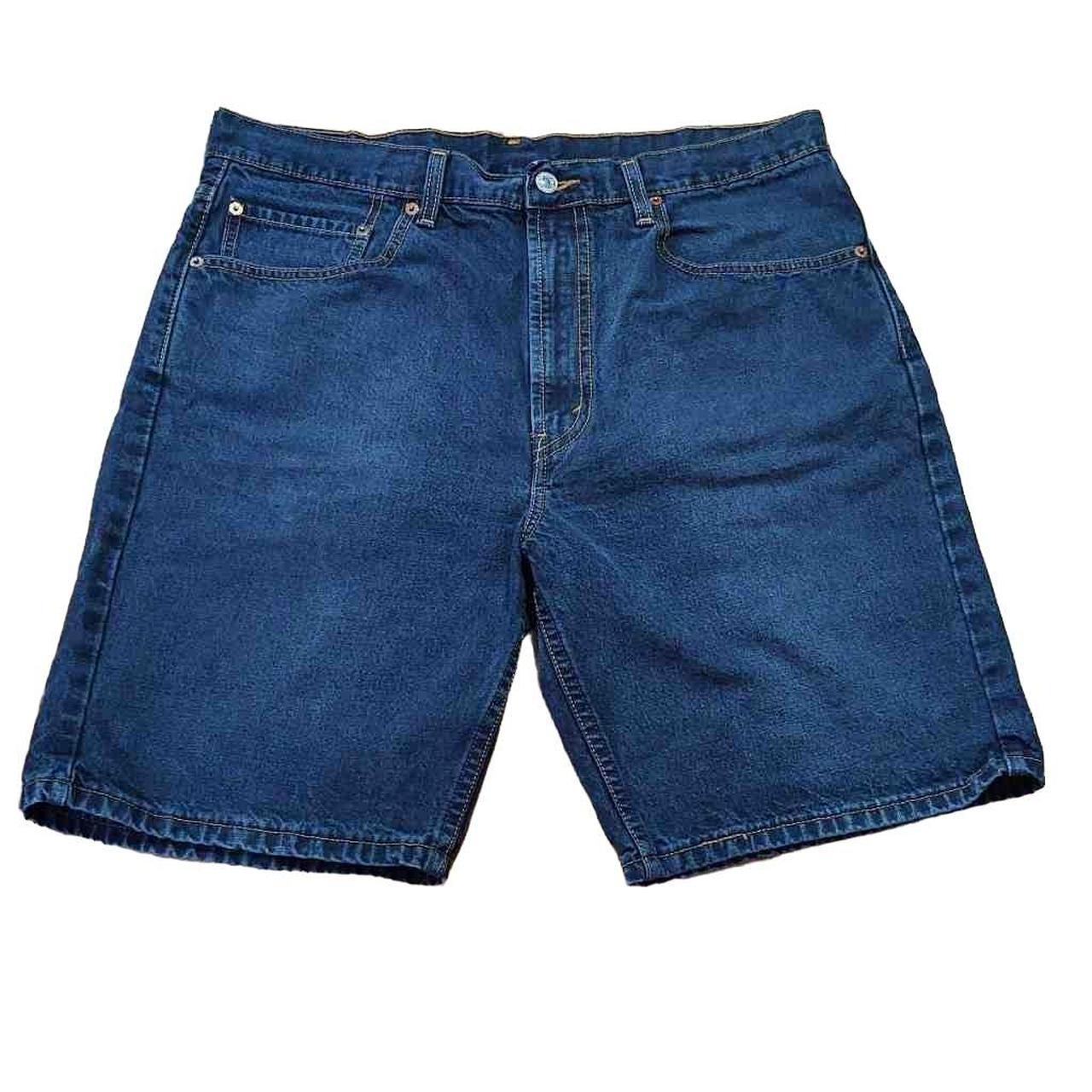 Levi's 505 Dark Blue Jean Shorts Size 36 Flat... Depop