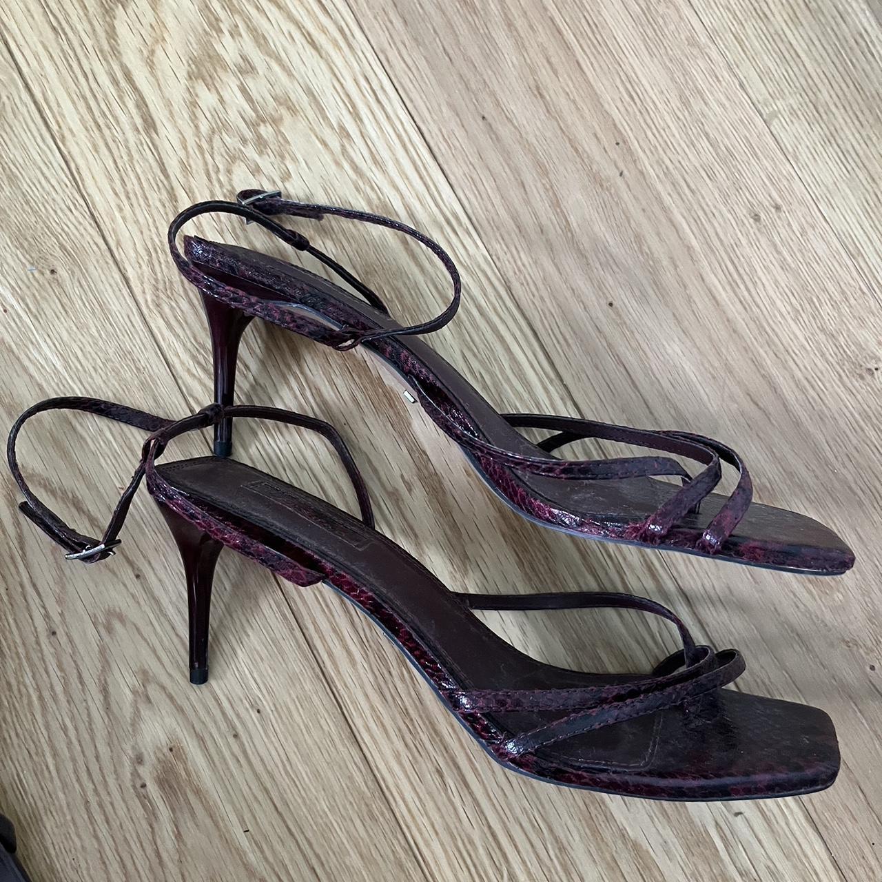 Burgundy Strappy Heeled Sandals Topshop Topshop Square Toe Strappy