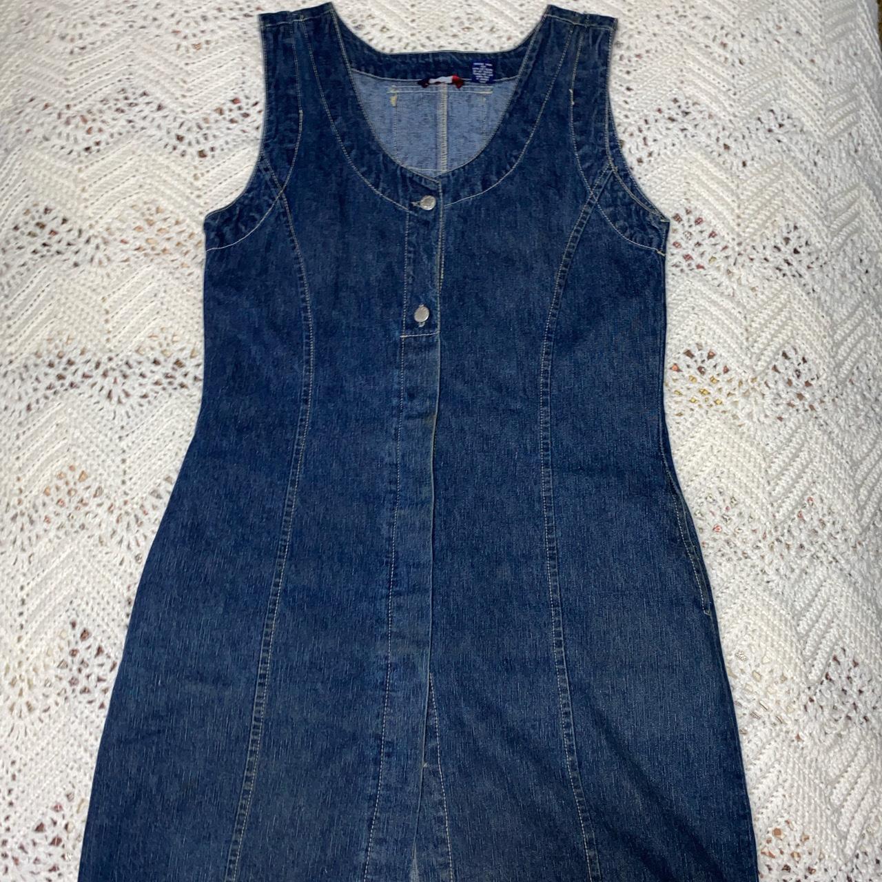 Vintage jean schoolteacher dress / great for layering - Depop