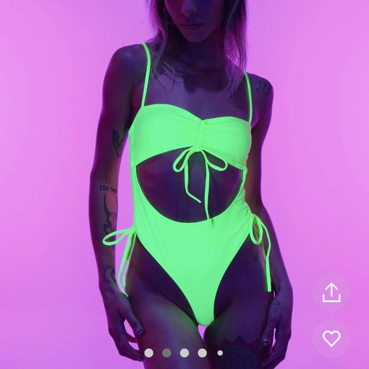 neon green rave edm body suite from rave wonderland.