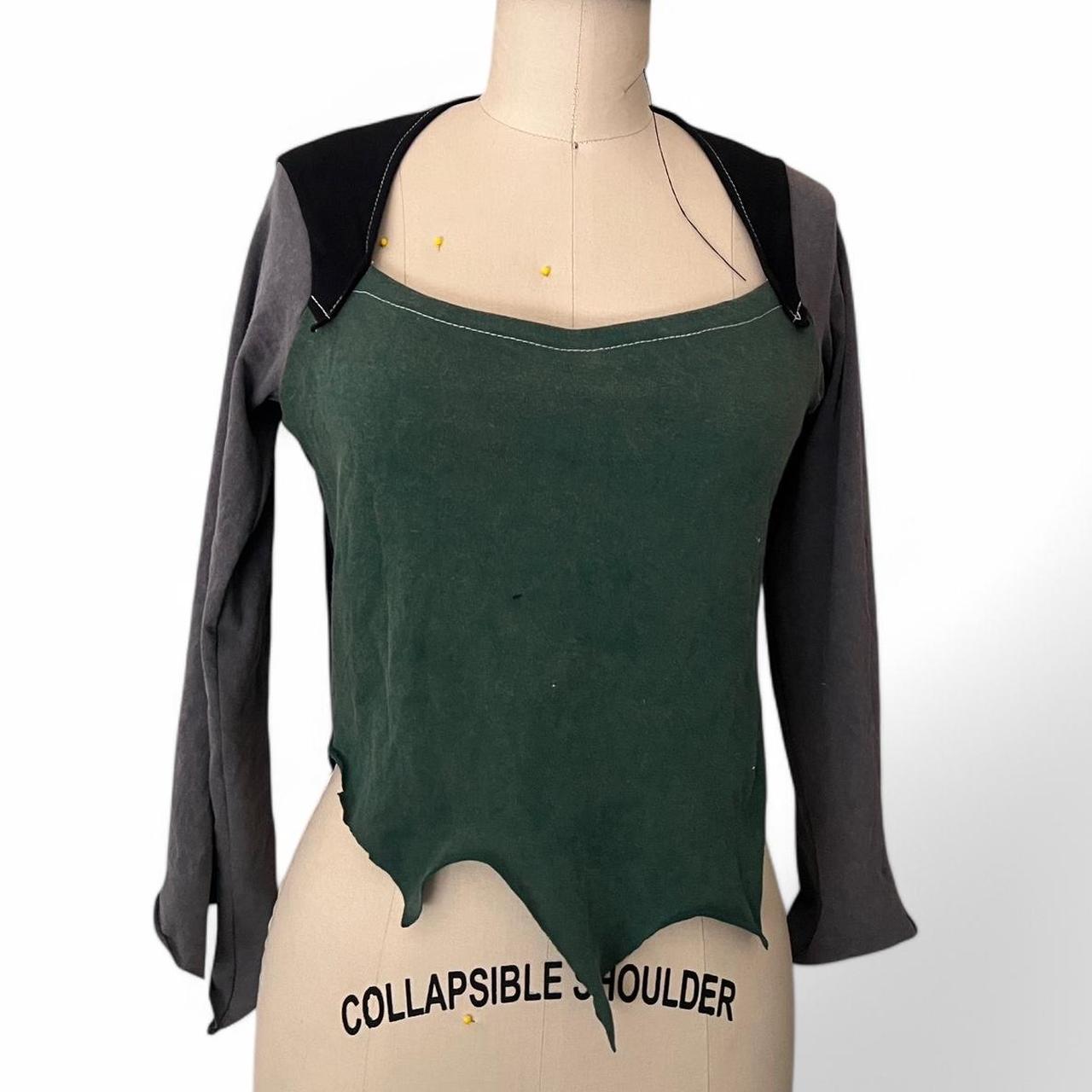 asymmetrical greenblack layered top goth