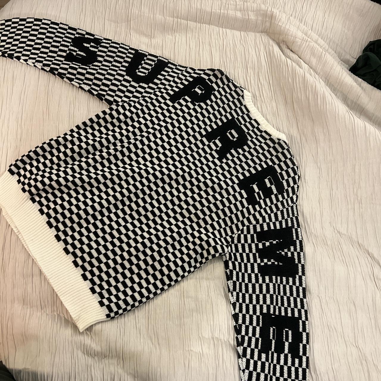Supreme Back Logo Sweater Checkerboard Season:... - Depop