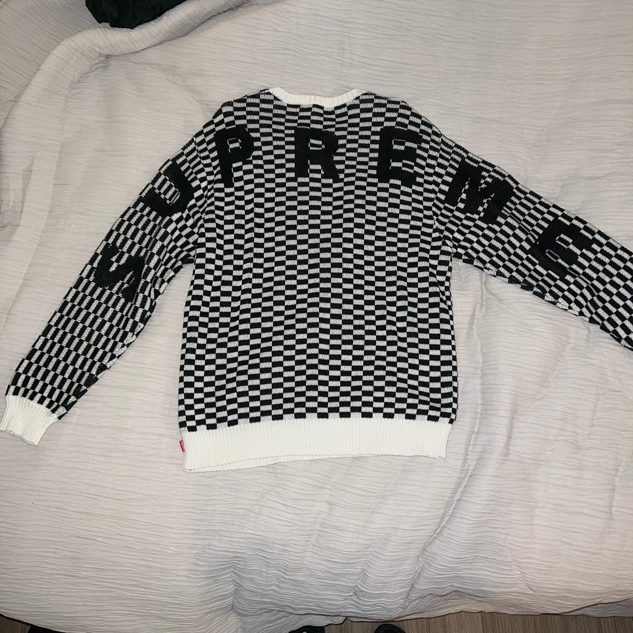 大阪買蔵 Supreme Back logo sweater checkerboard