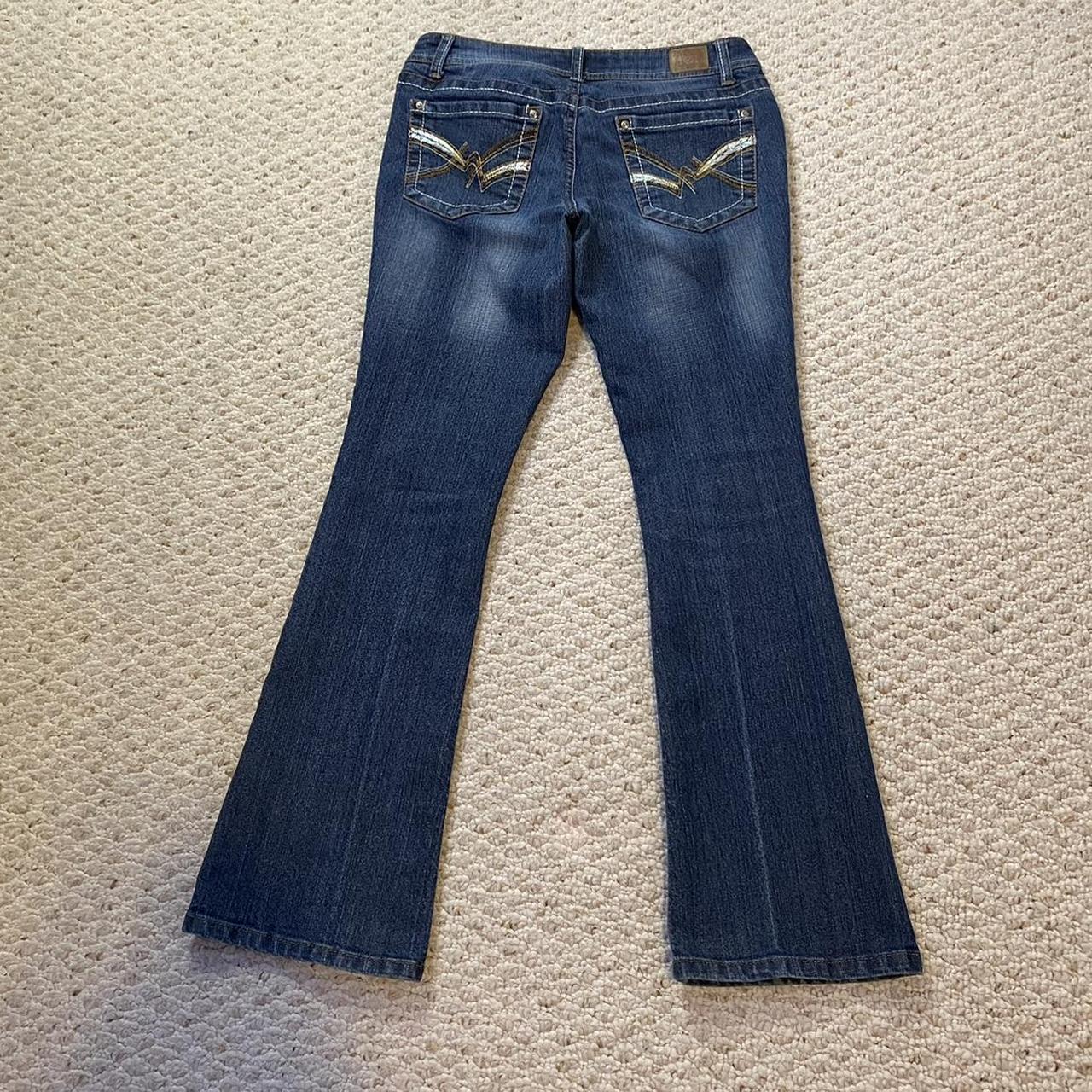 Vintage l.e.i Ashley Bootcut Jeans White stitching... - Depop