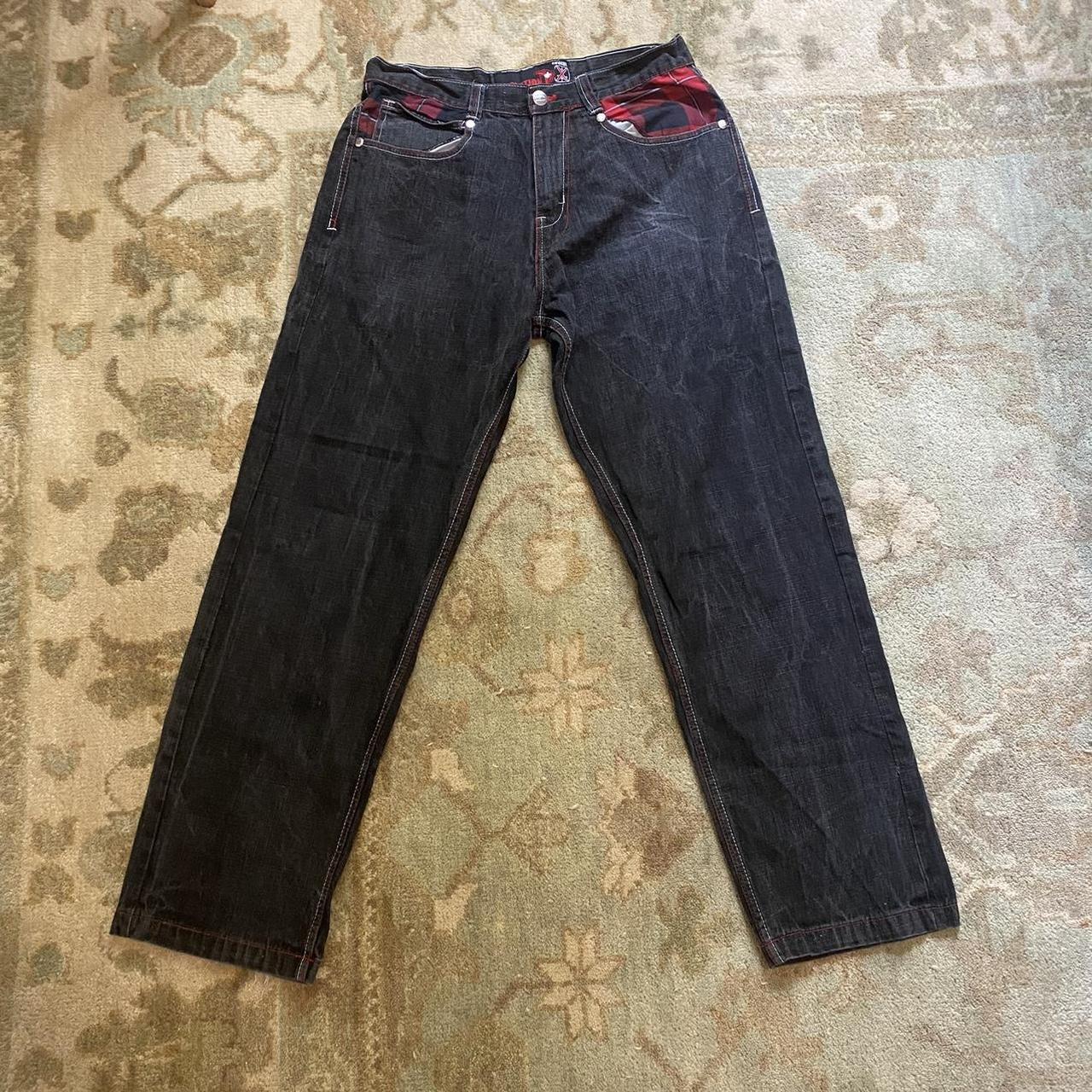 American Vintage Men's Black and Red Jeans | Depop