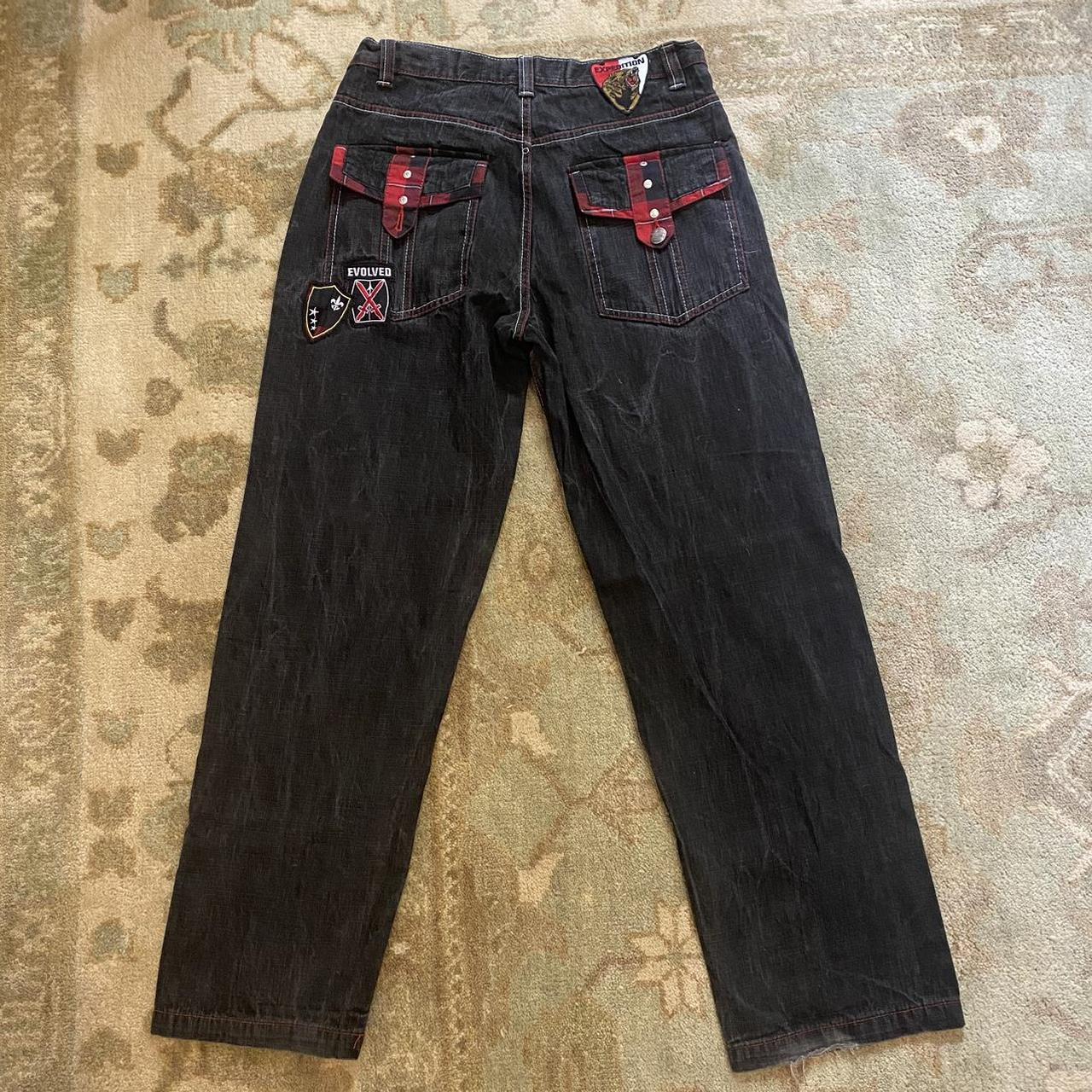 American Vintage Men's Black and Red Jeans | Depop