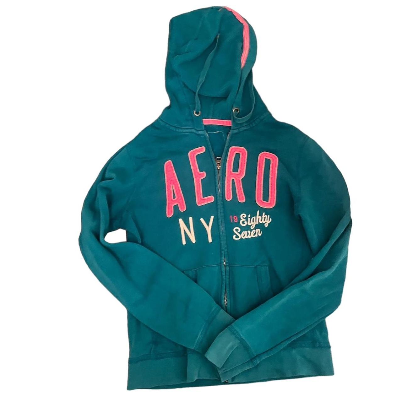 Aeropostale Blue Zip Up Hoodie Sweatshirt Jacket Men Size