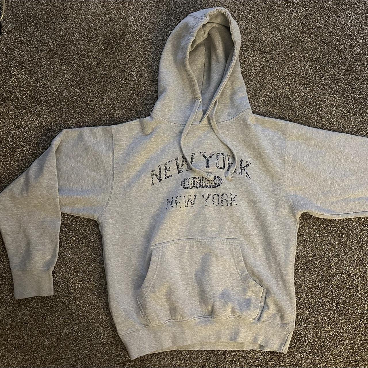 grey new york hoodie super cute and oversized - Depop