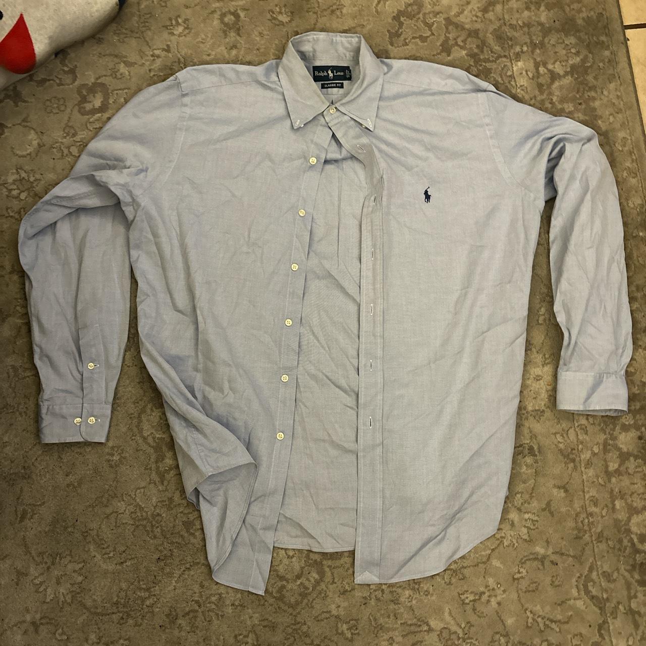 baby blue ralph lauren button up size 15 1/2 but... - Depop