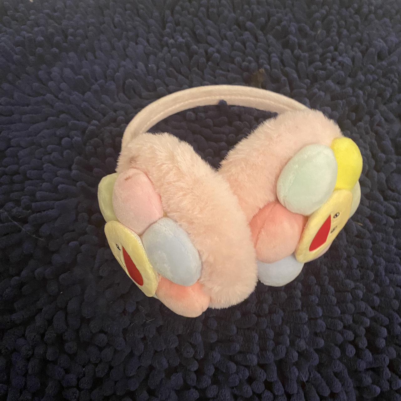 Fluffy Earmuffs Pink murakami flower Depop