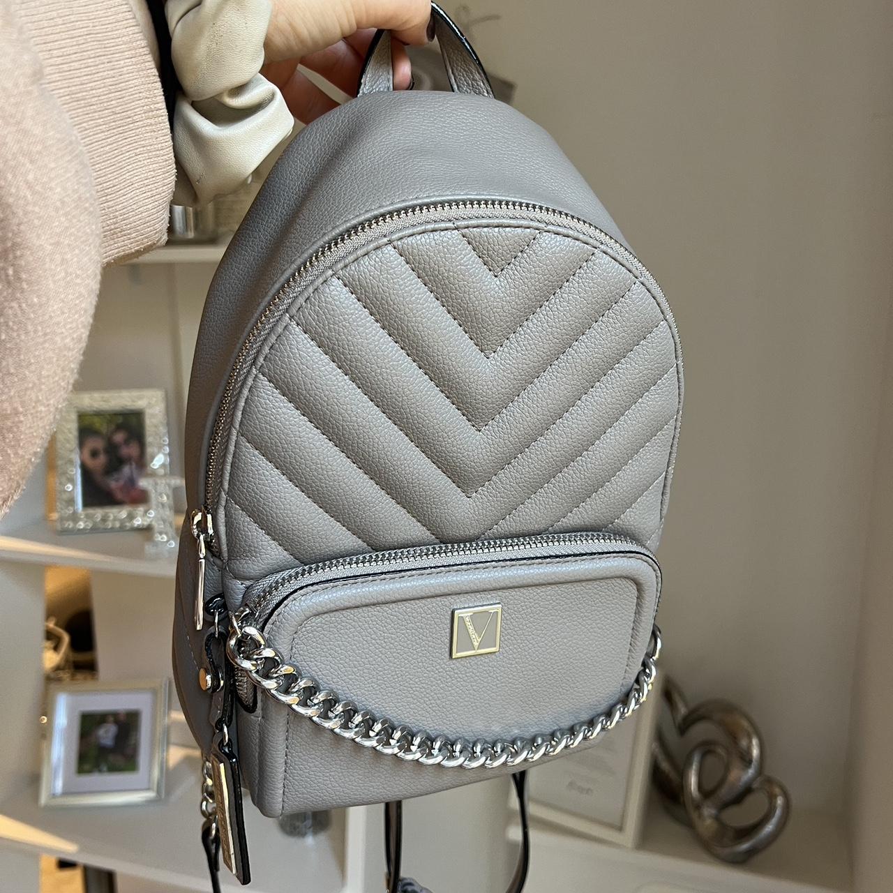 VICTORIAS SECRET MINI BACKPACK Light grey, silver... Depop