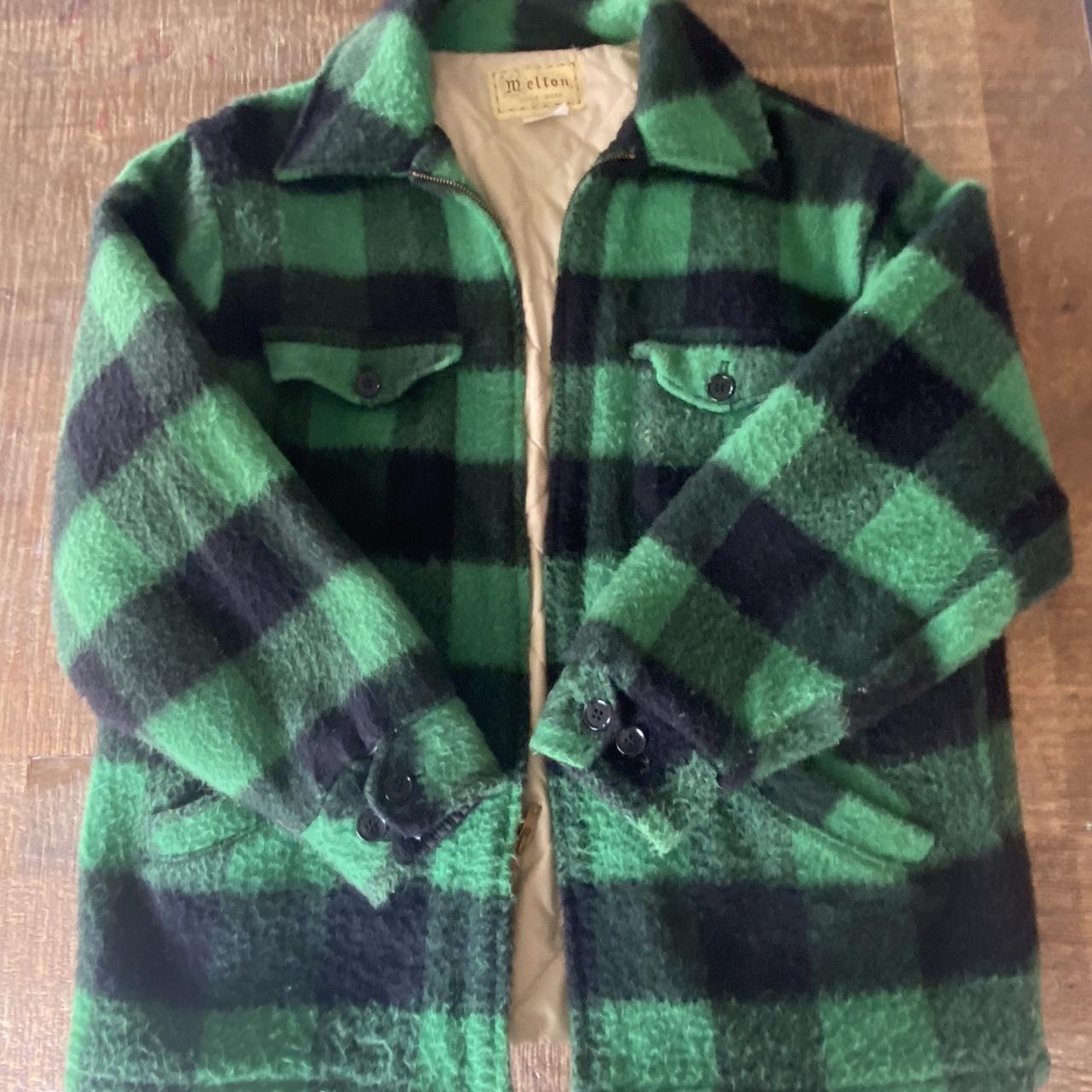 Melton vintage outerwear wool plaid jacket size... - Depop