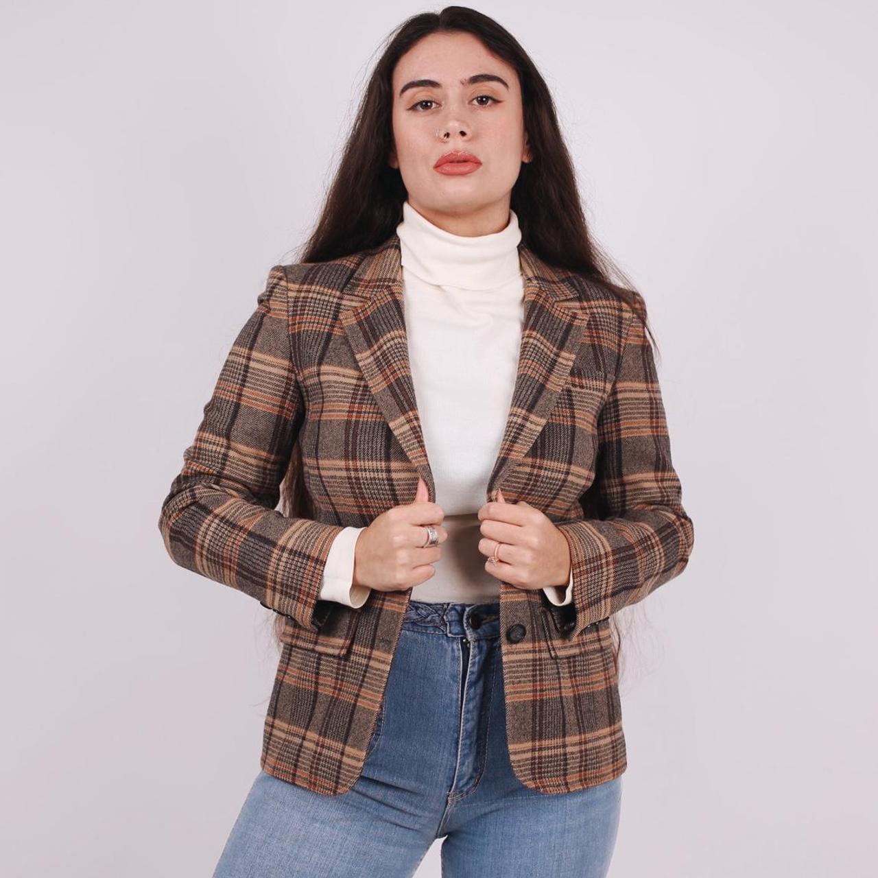 vintage 70's earthy plaid blazer by: pendleton Depop