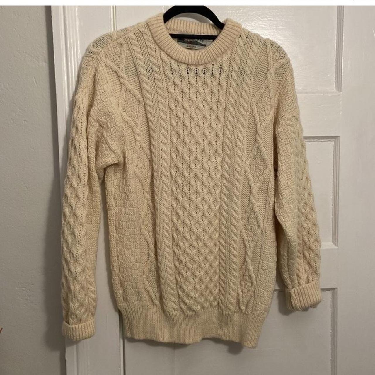 Aran Crafts 100% Wool Cream Irish Sweater Made in... - Depop