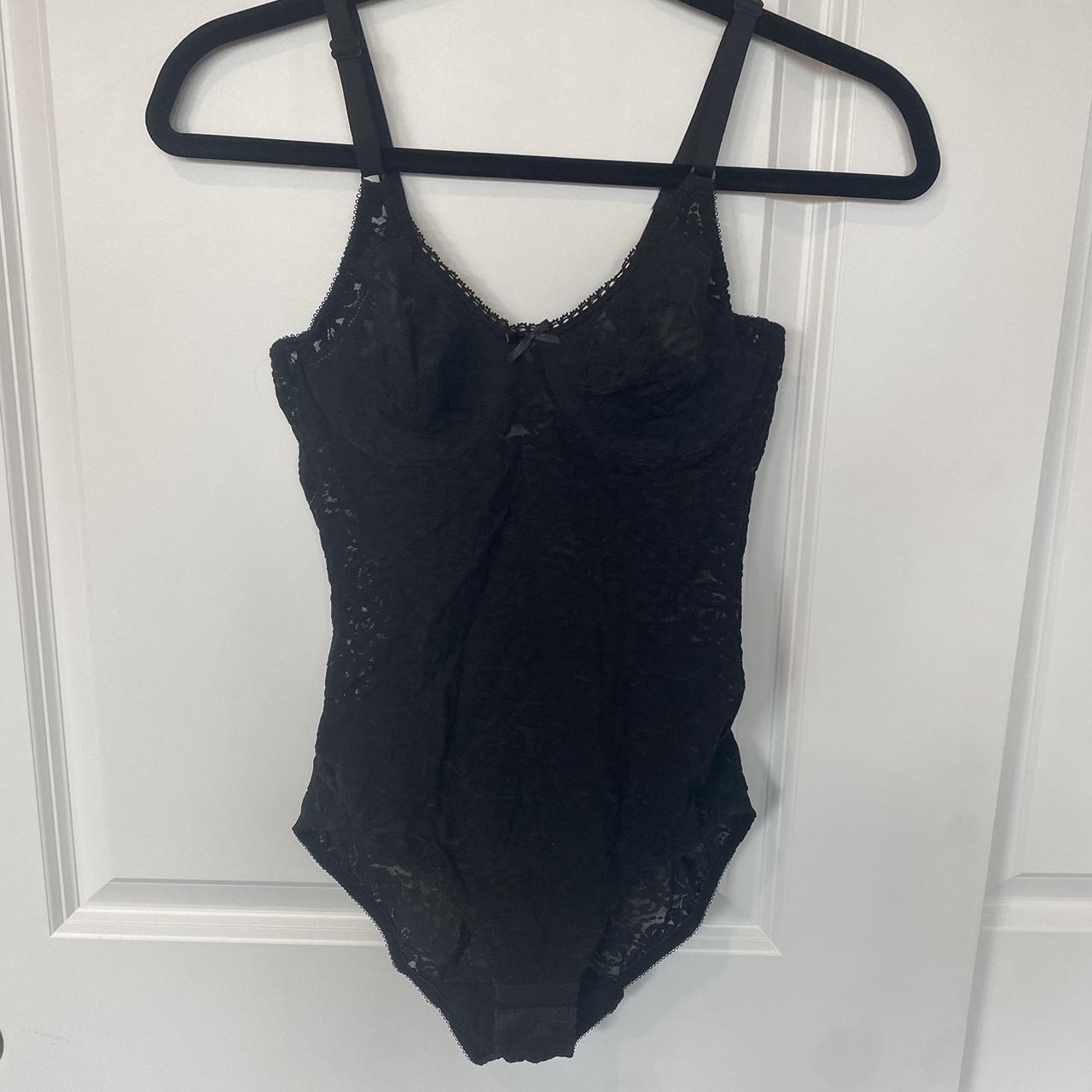 black lace see through body suit/ lingerie size 32B... - Depop