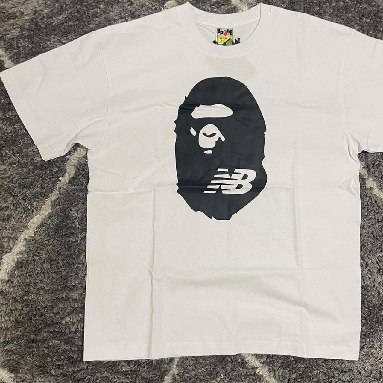 BAPE Men's White and Black T-shirt | Depop