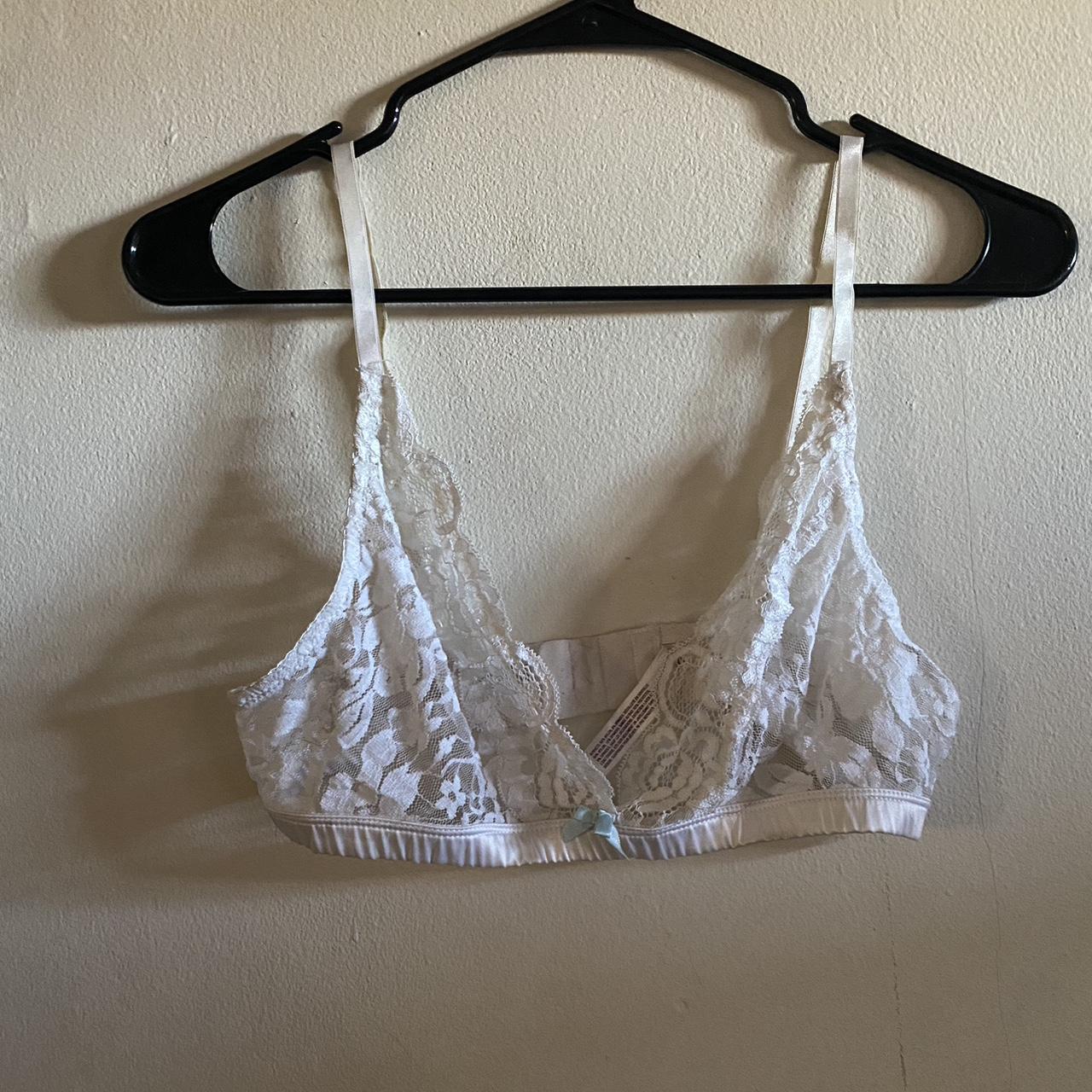Angelic white lace sheer balconette bra with wire - Depop