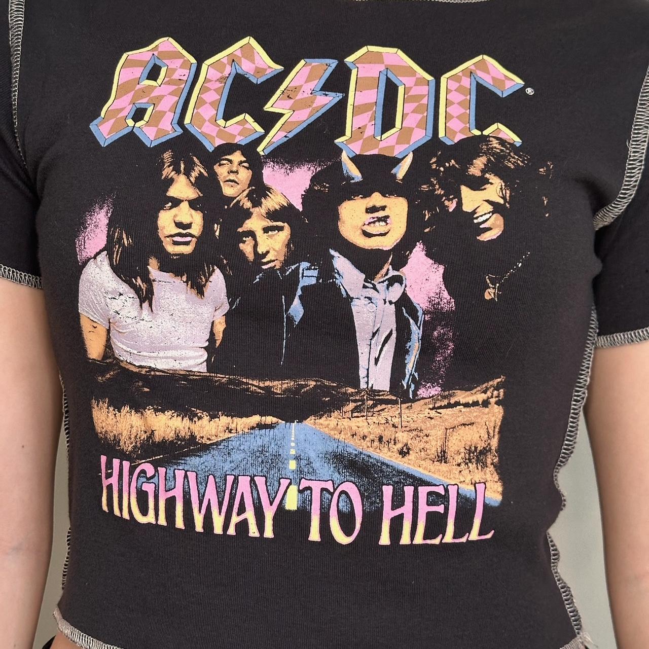 AC/DC crop top, black, small - Depop