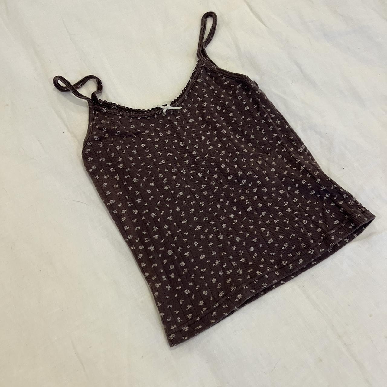 Brown floral brandy Melville tank top!! Only worn a... Depop