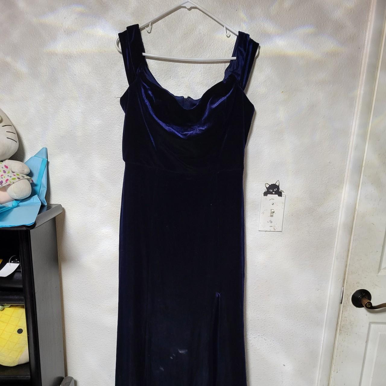 ☆Navy Blue Velvet Fancy Dress☆ Worn for Formal HS... - Depop