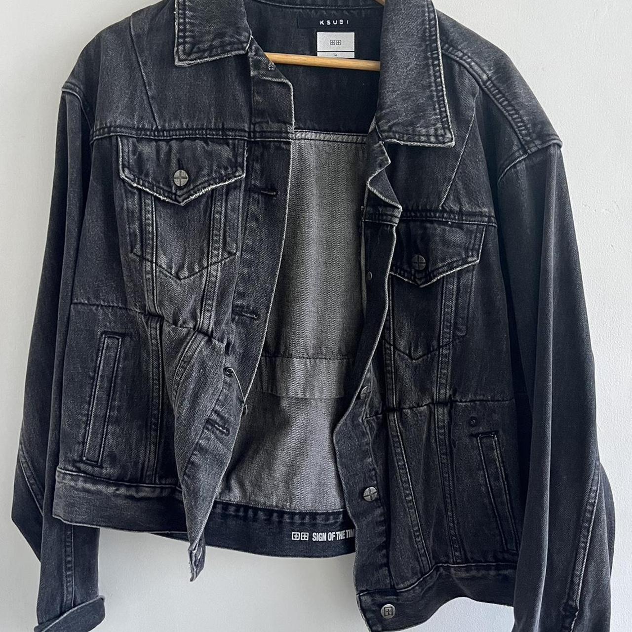 oversized Ksubi denim jacket / side M / safety pin... Depop