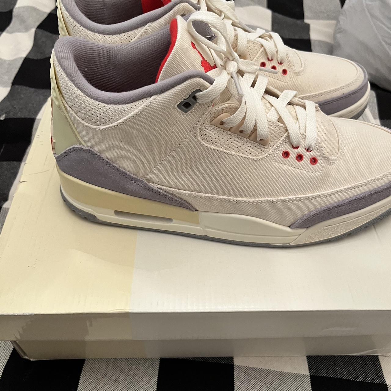 Jordan Men's Cream and Red Trainers Depop