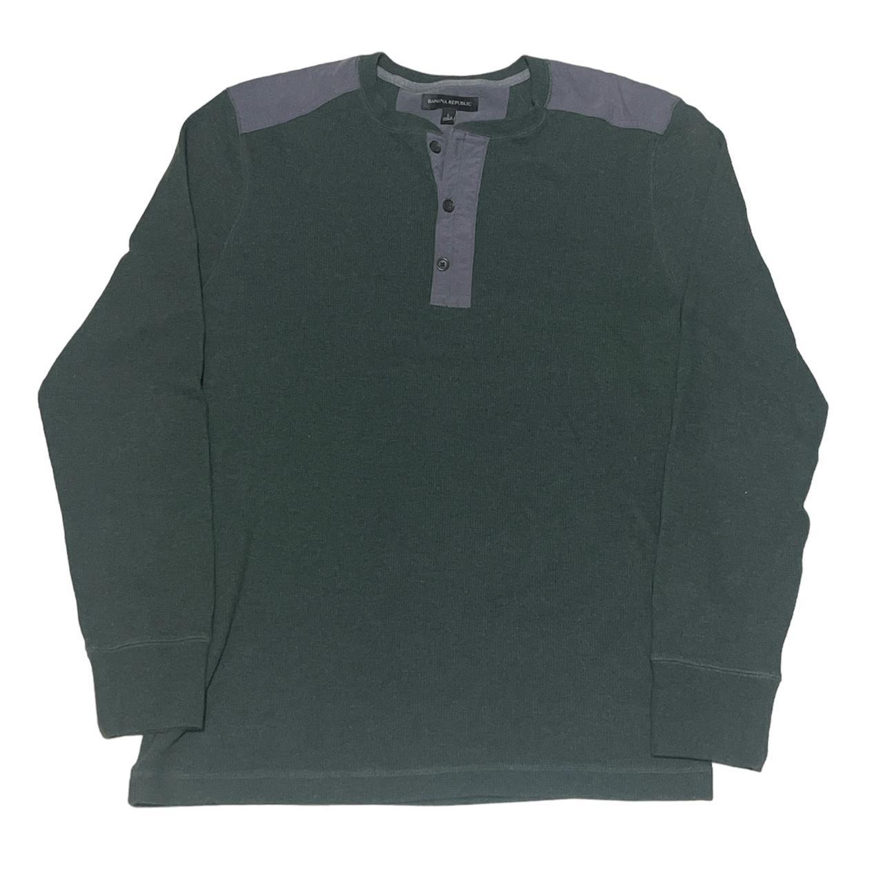 Banana Republic Men's Green and Grey Sweatshirt Depop