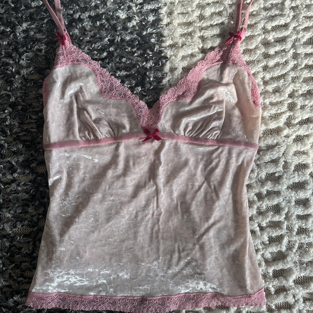 y2k victoria secret top velvet and lace babydoll... - Depop