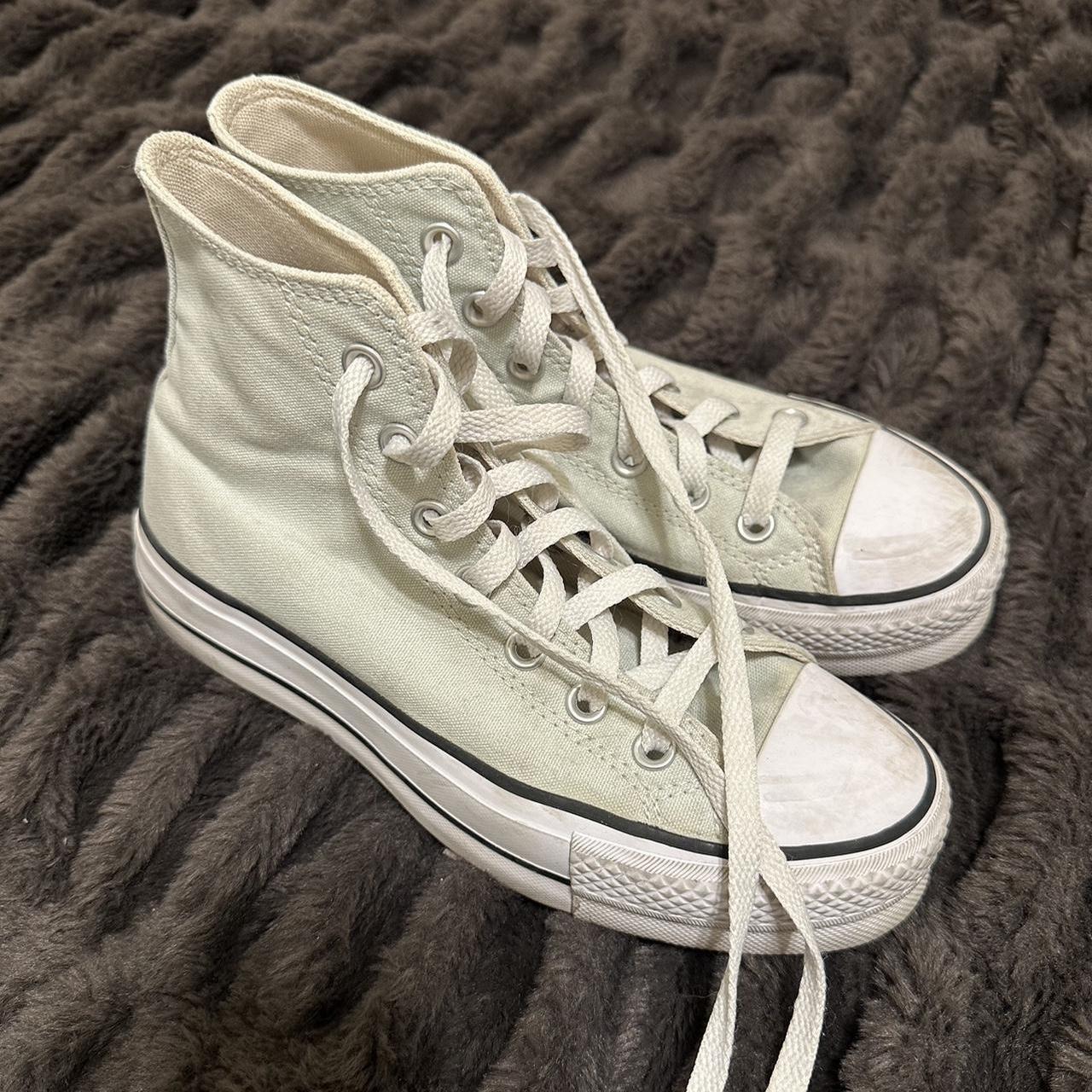 mint green platform converse size 6.5W all sales... - Depop