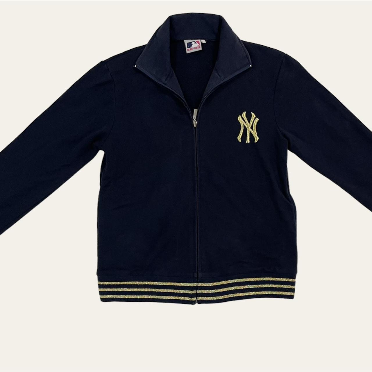 women-s-navy-and-gold-jacket-depop