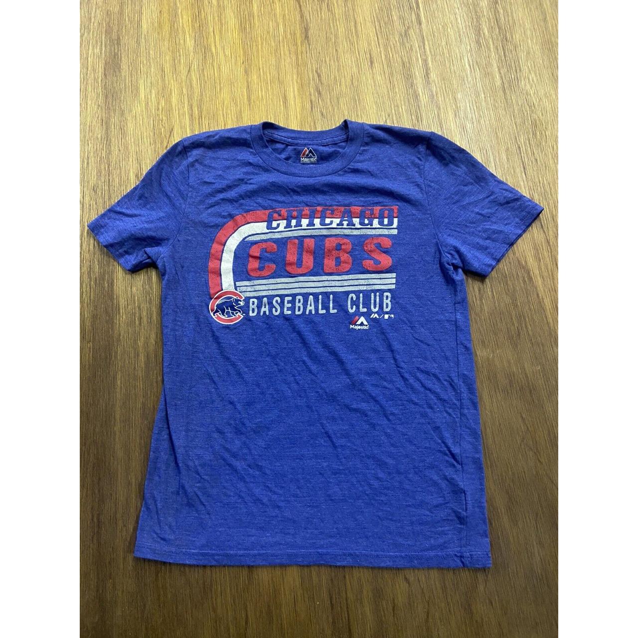 Chicago Cubs Baseball Majestic Blue T-Shirt Youth Size XL