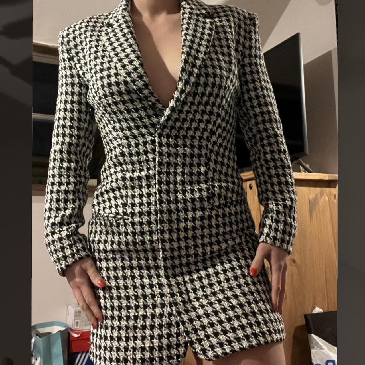 Houndstooth Zara Tweed Blazer Dress Zara Houndstooth Tweed Blazer