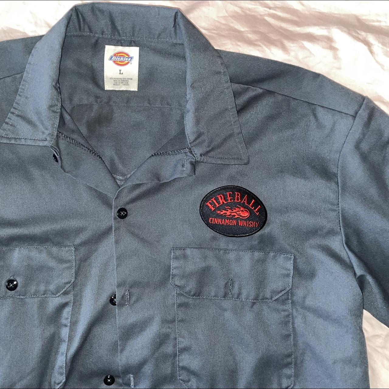 Dickies Men's Grey and Red Shirt | Depop