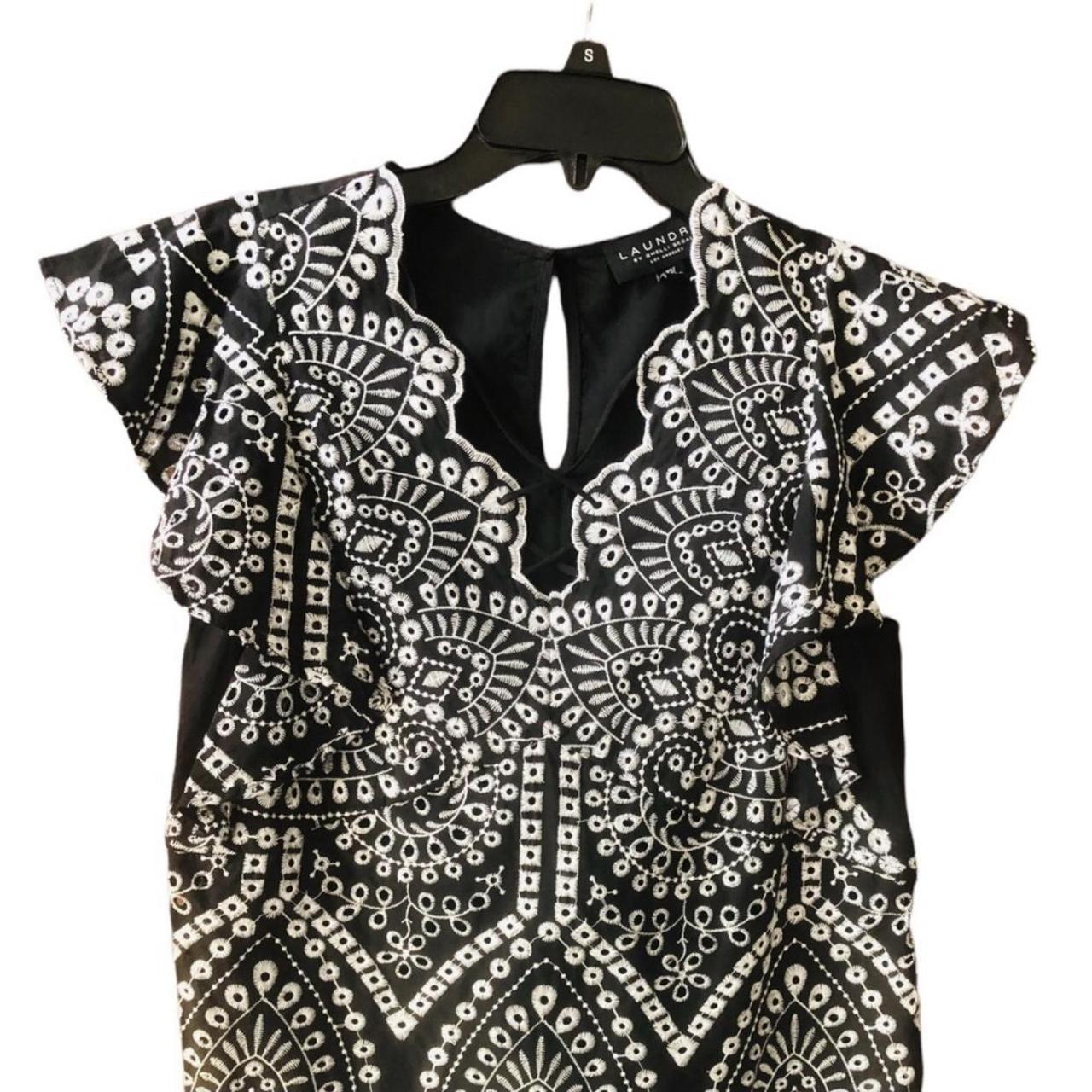 Laundry by Shelli Segal Black & White Embroidered... Depop