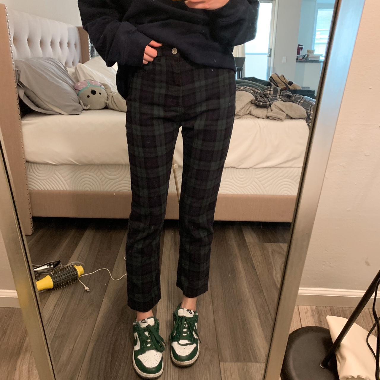 Brandy Melville Plaid Jane pants green navy and