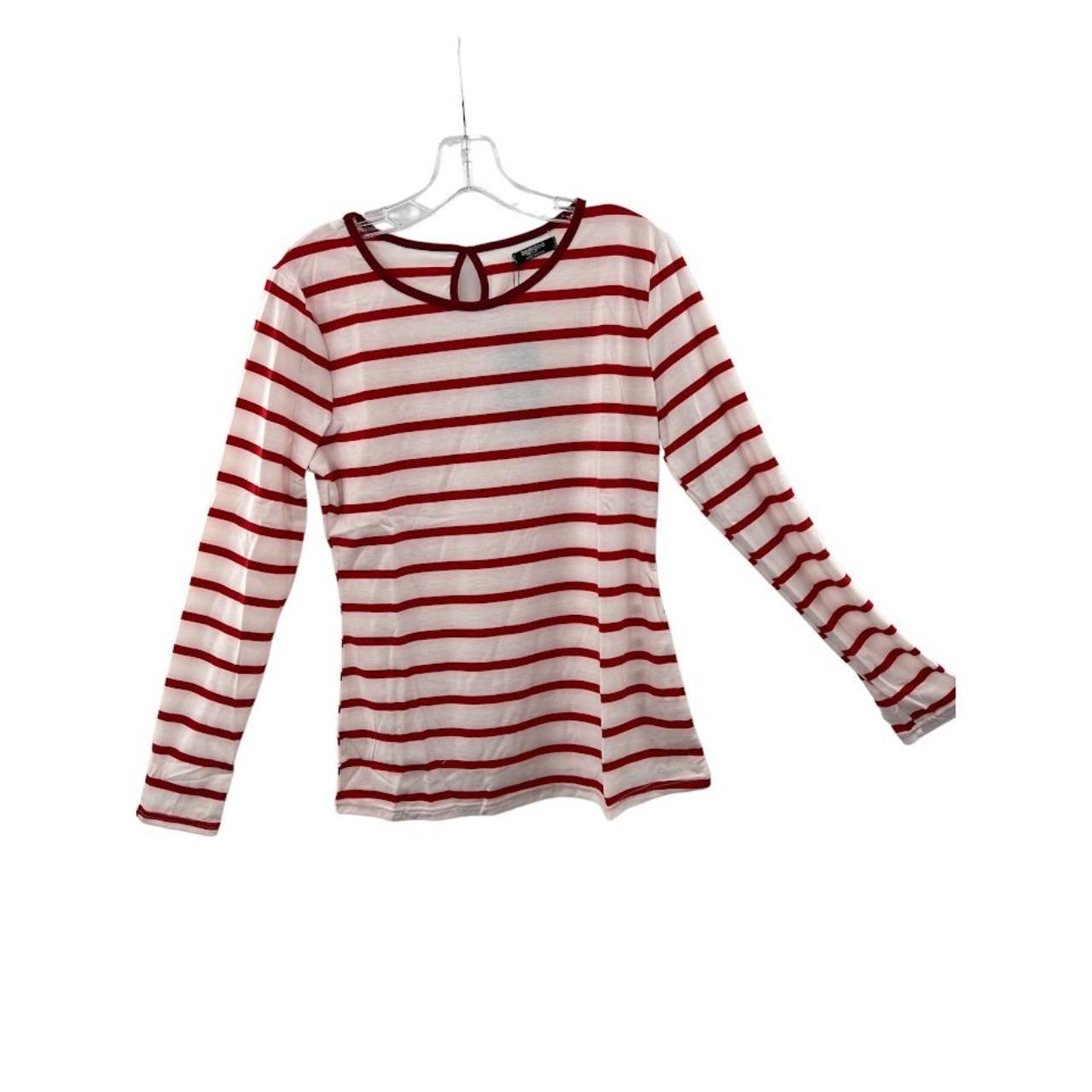 Zeagoo Women's Red And White Striped Round Neck Slim... - Depop