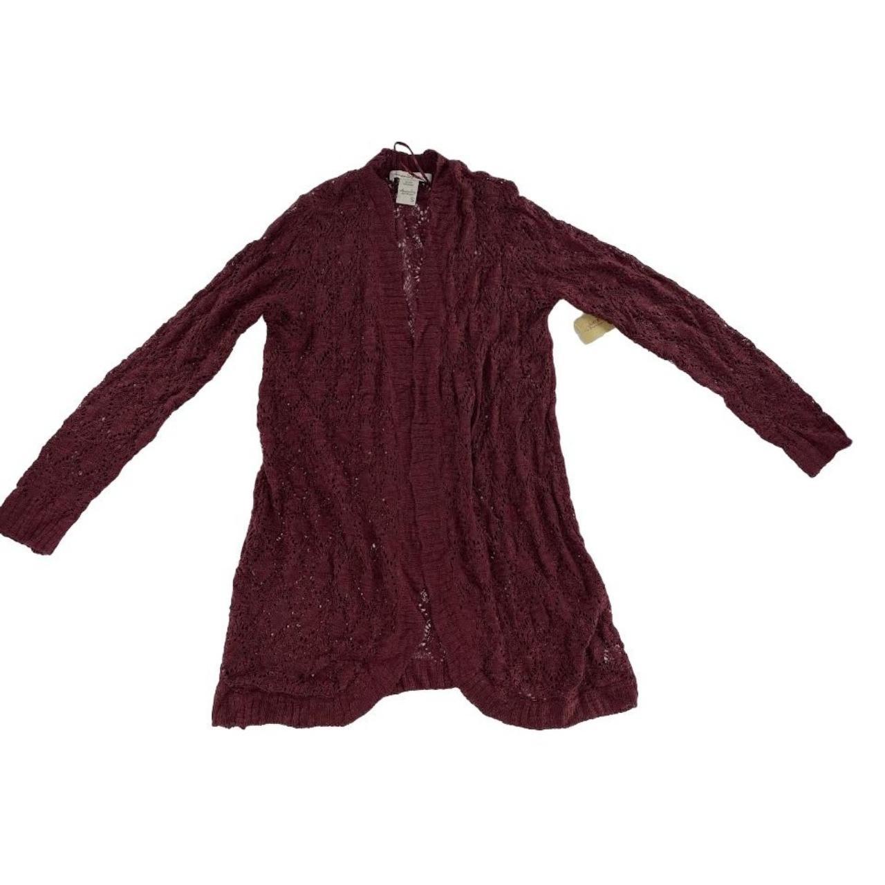 NWT Women's American Rag burgundy open-front... - Depop