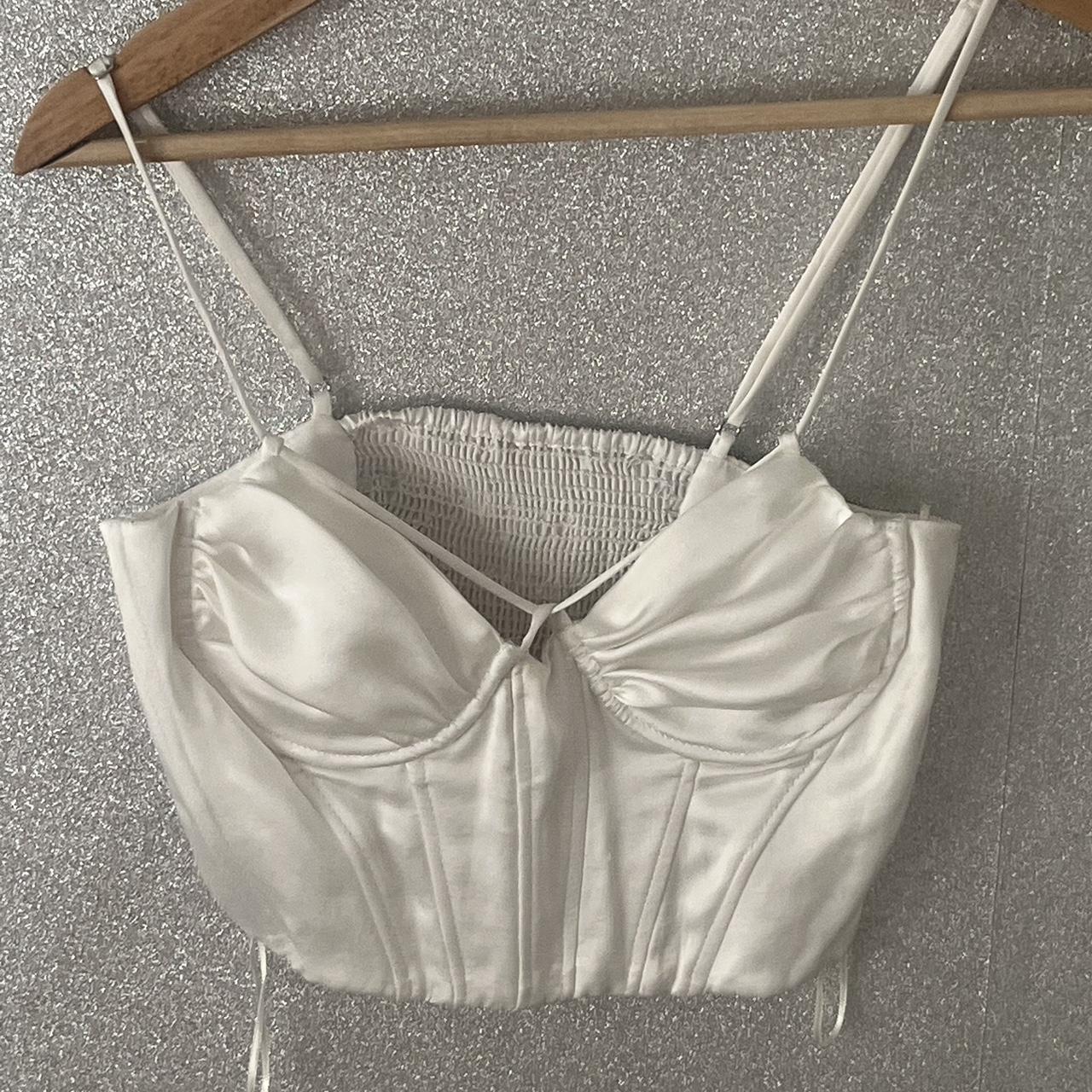 Zara white corset top worn very few times small... - Depop