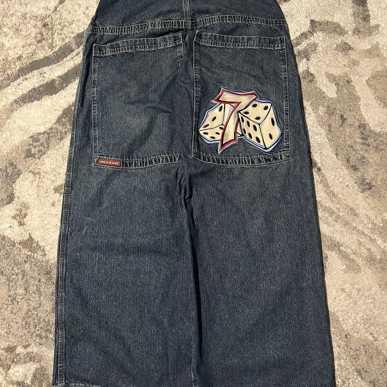 Jnco lucky 7 dice jeans -size 33x32 fits tts -... - Depop