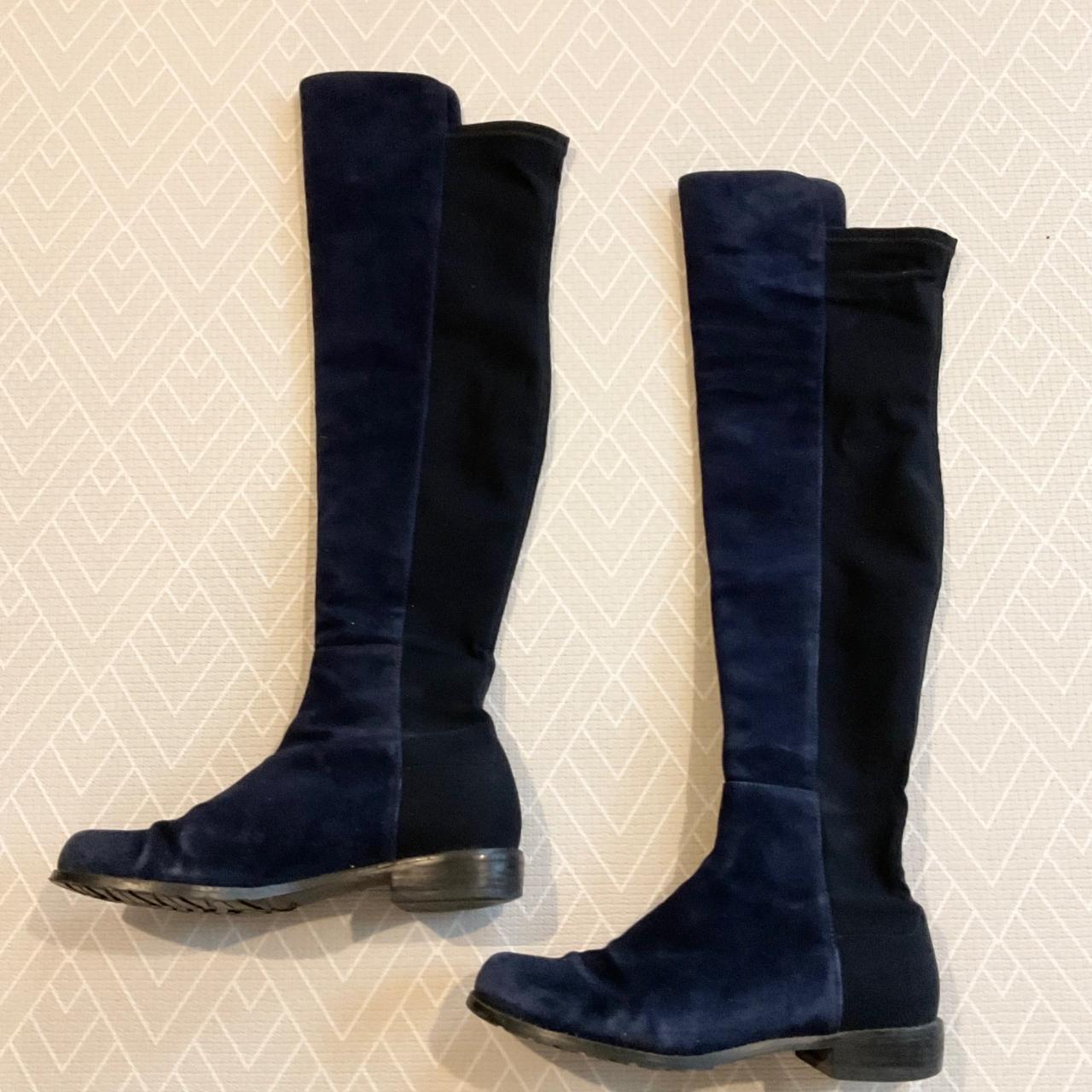 Stuart weitzman navy suede on sale boots