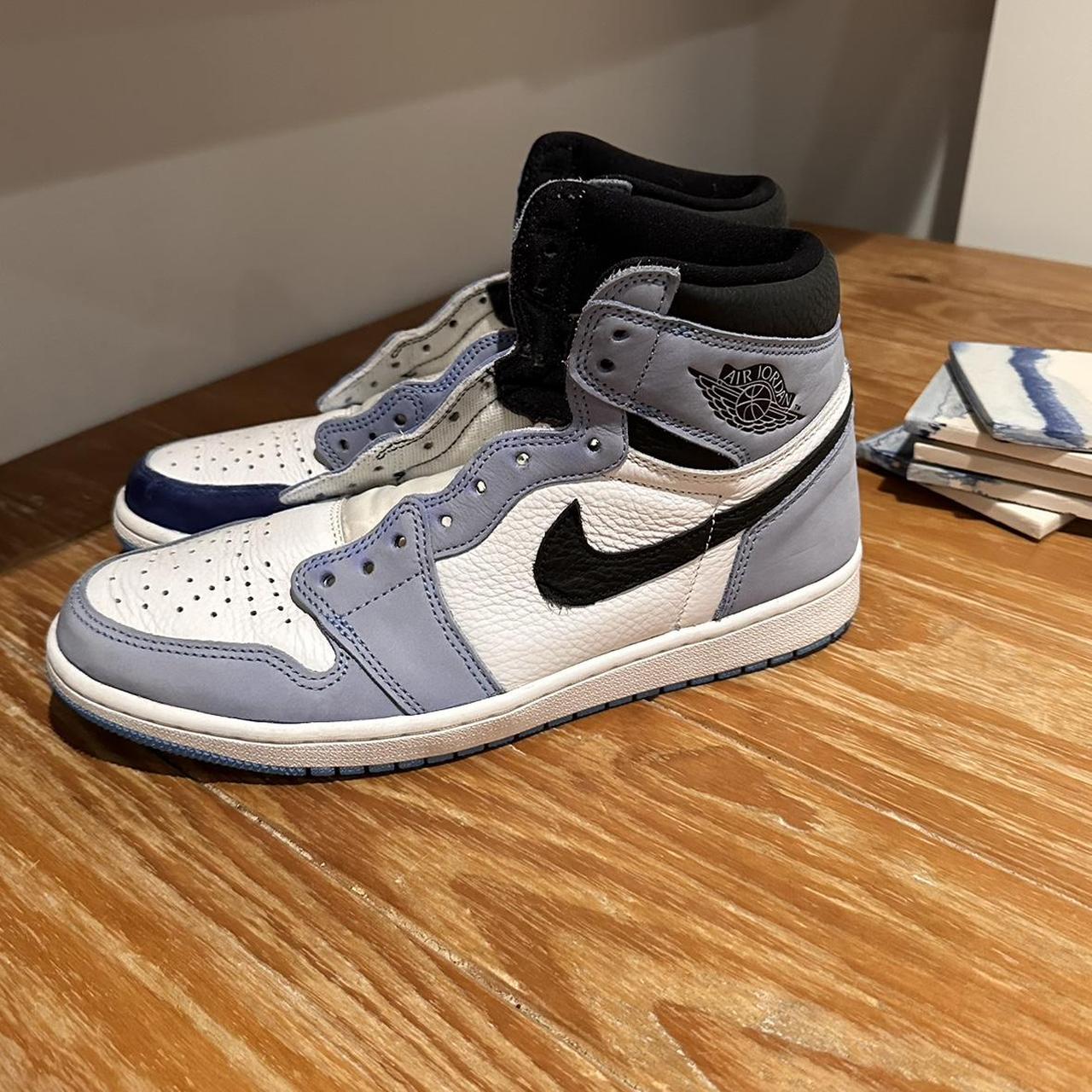 Jordan Men's Blue and White Trainers | Depop