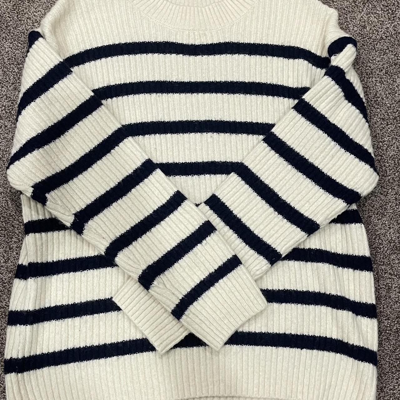 Striped H&m Oversized Sweater 🤍🤍 (not My Style - Depop