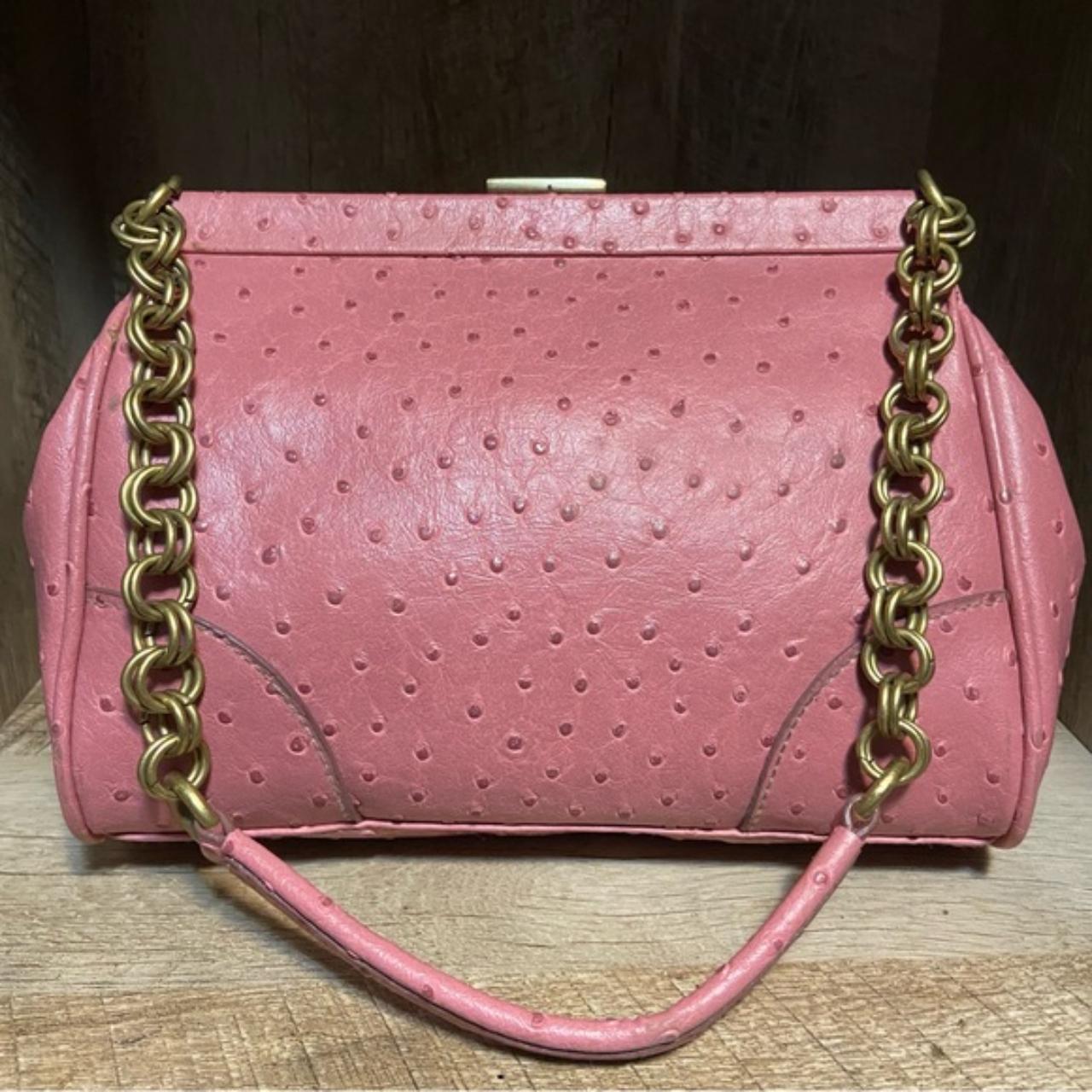 Vintage Pink Leather Shoulder Bag Purse Chain... - Depop